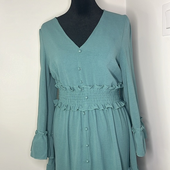 Boho Amegoya Tiered Dress v-neck long sleeve Size S - Picture 4 of 14